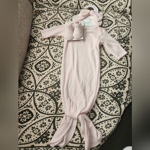 Toby Pink Baby Gown Set with Headband and Booties New